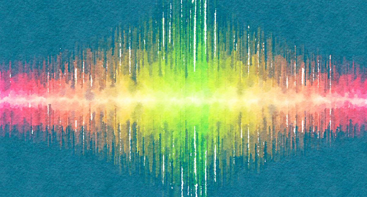 watercolor illustration of waveform with colors